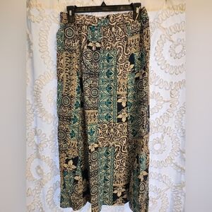 Earthbound Trading Co Boho Maxi Skirt Size M pleated, stretch waist NWT blue